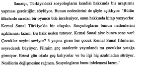 Kemal Sunal'ın “Televizyon ve Sinemada Kemal Sunal Güldürüsü” Tezine Dair 13 Ali Eyüboğlu, Hürriyet Gazetesi, 28 Nisan 1994.