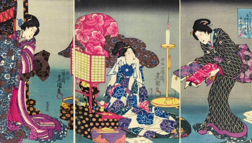 Eteklerin Dansı - Giyimdeki Değişimin ve Kültürel Zenginliğin Sembolü 27 Woodblock print by Utagawa Kunisada, 1847- 1852, via Victoria and Albert Museum, London