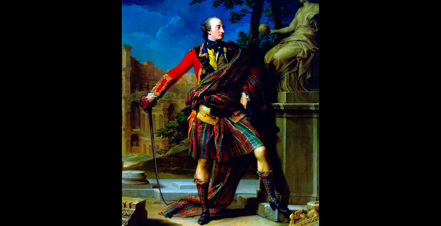 Eteklerin Dansı - Giyimdeki Değişimin ve Kültürel Zenginliğin Sembolü 32 General William Gordon, shown wearing a belted plaid – possibly the uniform of the short-lived 105th Regiment of Foot – in the painting by Pompeo Batoni (1765–66).