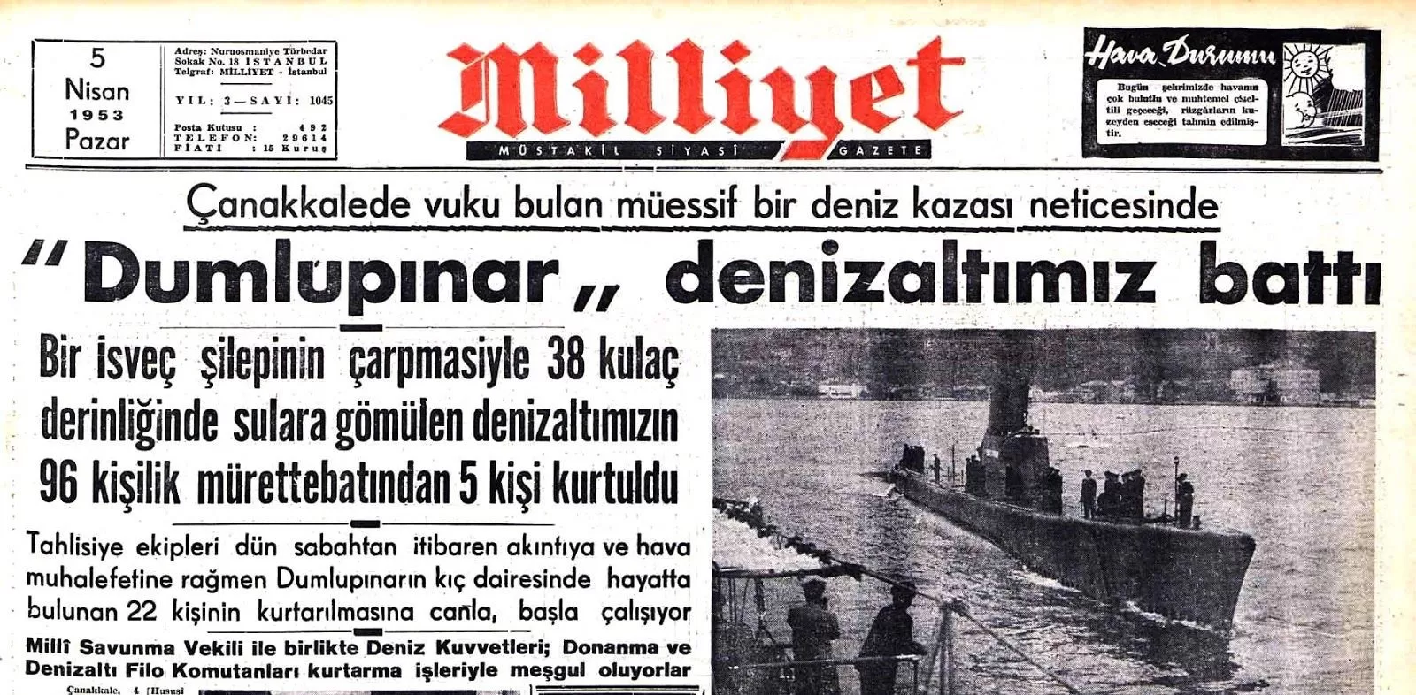 Dumlupınar Denizaltı Kazası ve "Ah Bir Ataş Ver" Türküsü 15