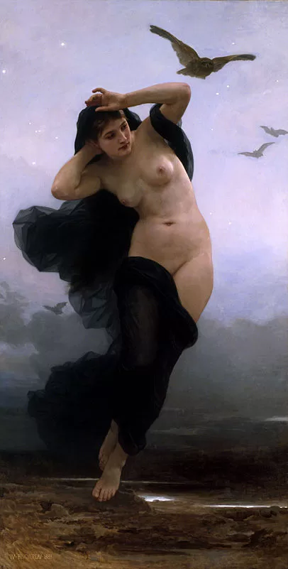 William-Adolphe Bouguereau'un Yunan Tanrısı "Niks"i tanımlayan portresi, 1883.