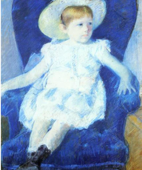 elsie in a blue chair kaynak: atxfinearts.com