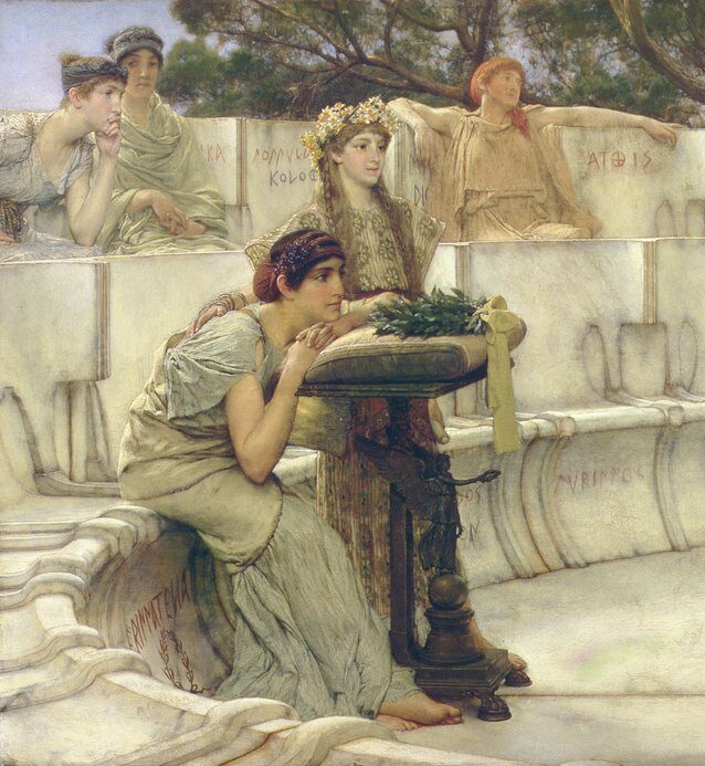 Lawrence’dan “Sappho and Alcaeus” Tablosu: İki Büyük Edebi Kişiliğin Sanatsal Buluşması 12
