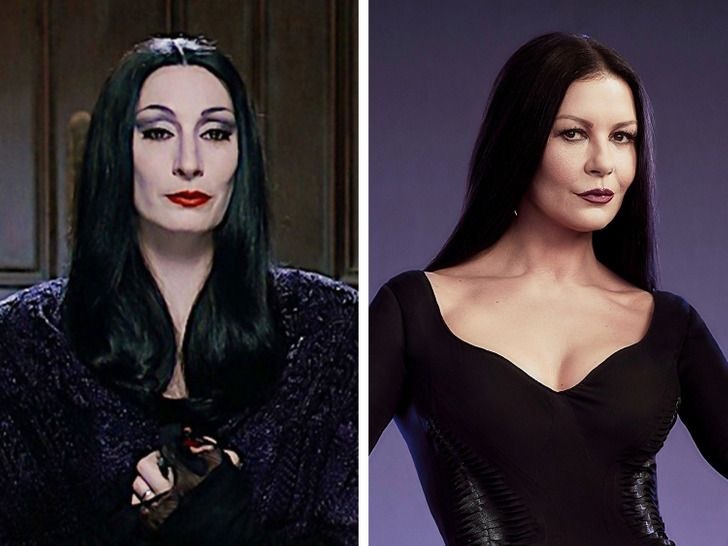 Anjelica Huston (The Addams Family) ve Catherine Zeta-Jones (Wednesday).