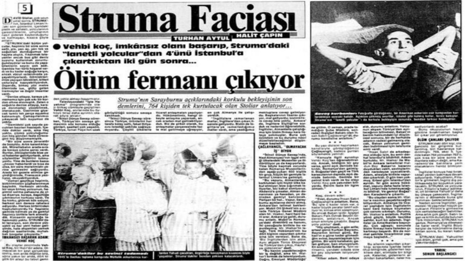 Struma Faciası ile ilgili dönemin gazetelerindeki manşetler