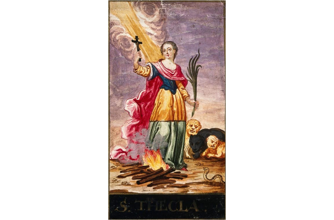 Azize Tekla: Birinci Yüzyıldan Gelen Bir Şifacı 8 Azize Tekla atıldığı ateşlerin arasında yanmadan duruyor.