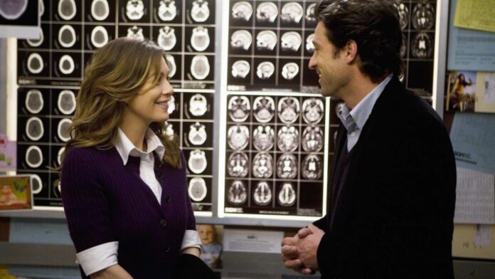 Grey's Anatomy dizisinden Meredith ve Derek karakterlerinin görseli
